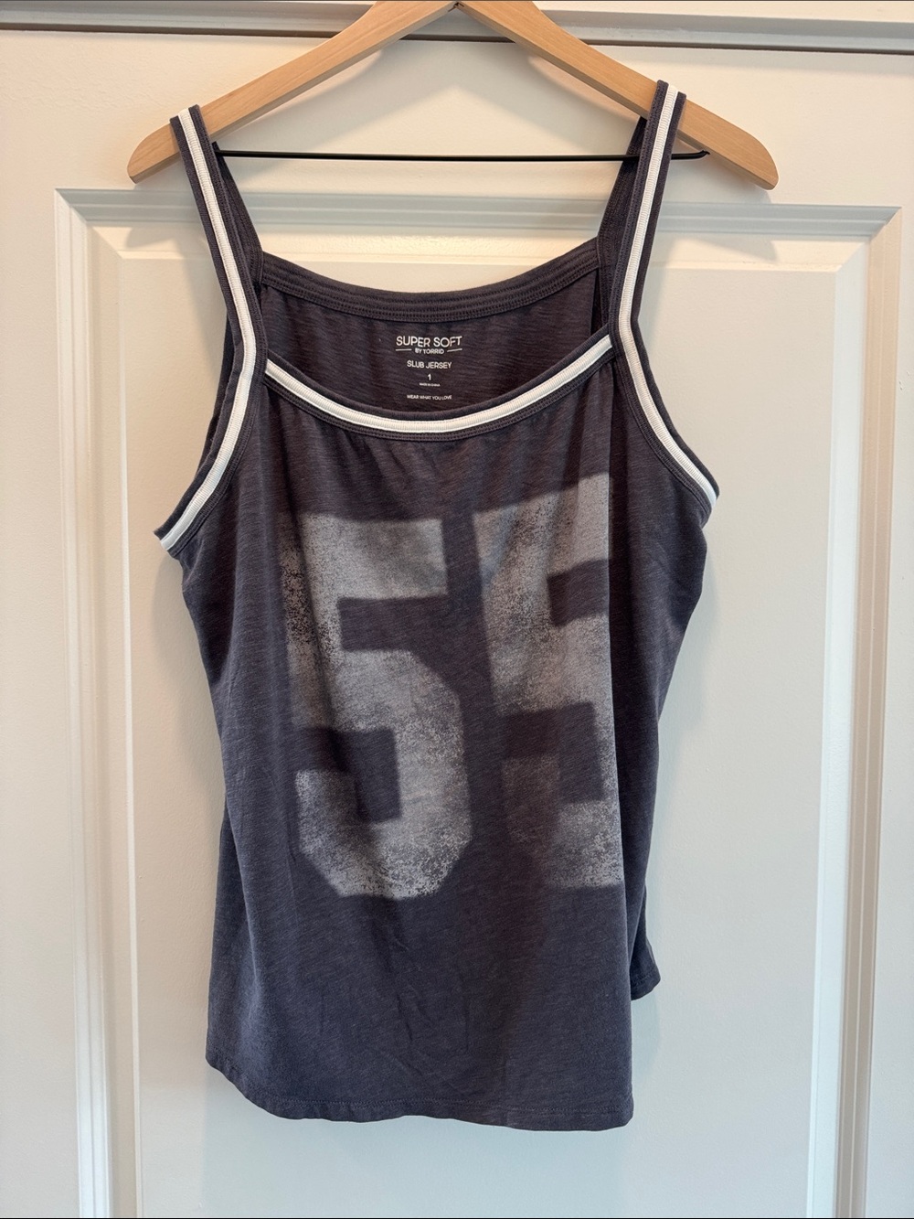 torrid Gray Number 55 Tank Top with White Trim